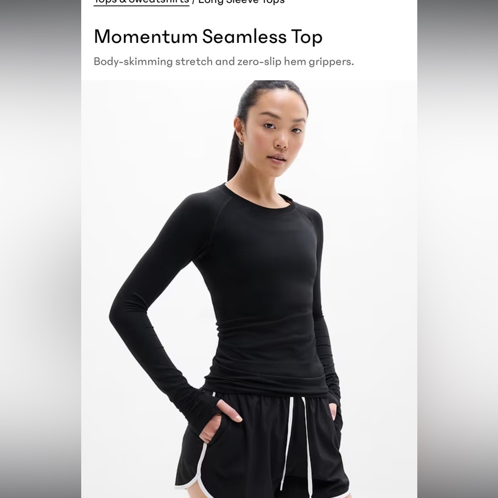 ATHLETA Momentum Seamless Black Long sleeve